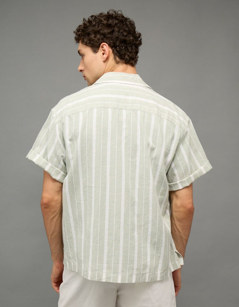 American Eagle AE Relaxed Fit Linen-Blend Camp Collar Shirt - Image 2