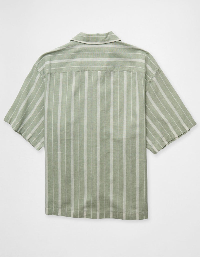 American Eagle AE Relaxed Fit Linen-Blend Camp Collar Shirt - Image 4