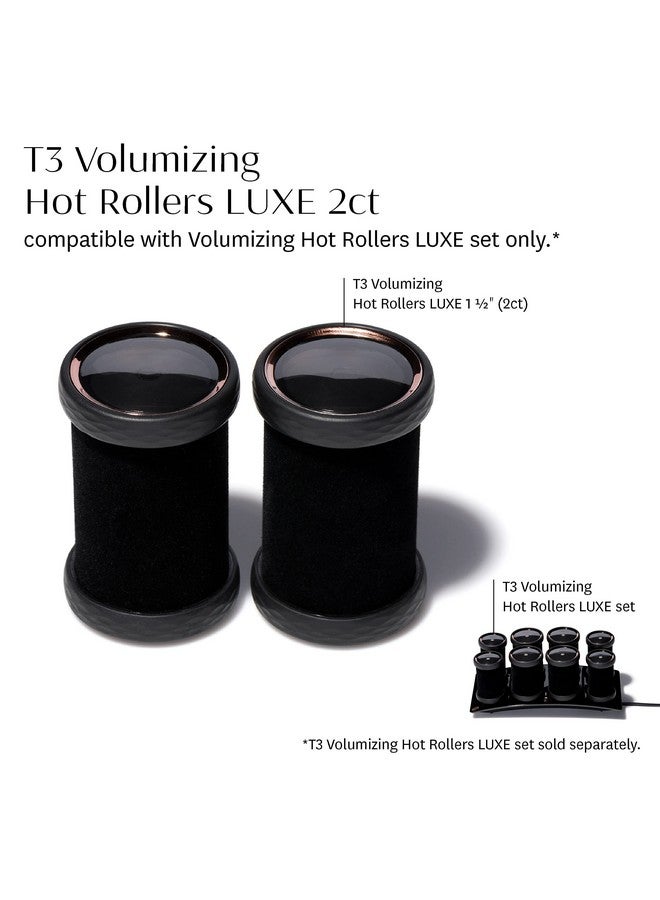 T3 - Volumizing Hot Rollers Luxe (2 Ct.) | Hair Curlers And Volumizers For All Hair Lengths | Pairs With T3 Volumizing Hot Rollers Luxe Set,Black, 1.50 Inch (1.50 Inch (2 Pack) - Image 1