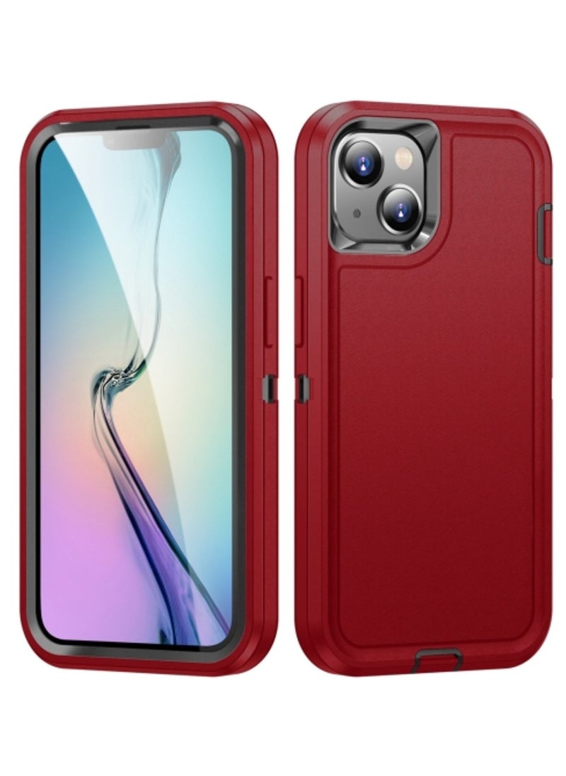 Generic - Case for Iphone 15 Plus Life Waterproof Rugged Phone Case Red and Black - Image 1