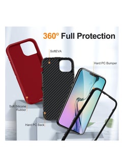 Generic Case for Iphone 15 Plus Life Waterproof Rugged Phone Case Red and Black  - Image 4
