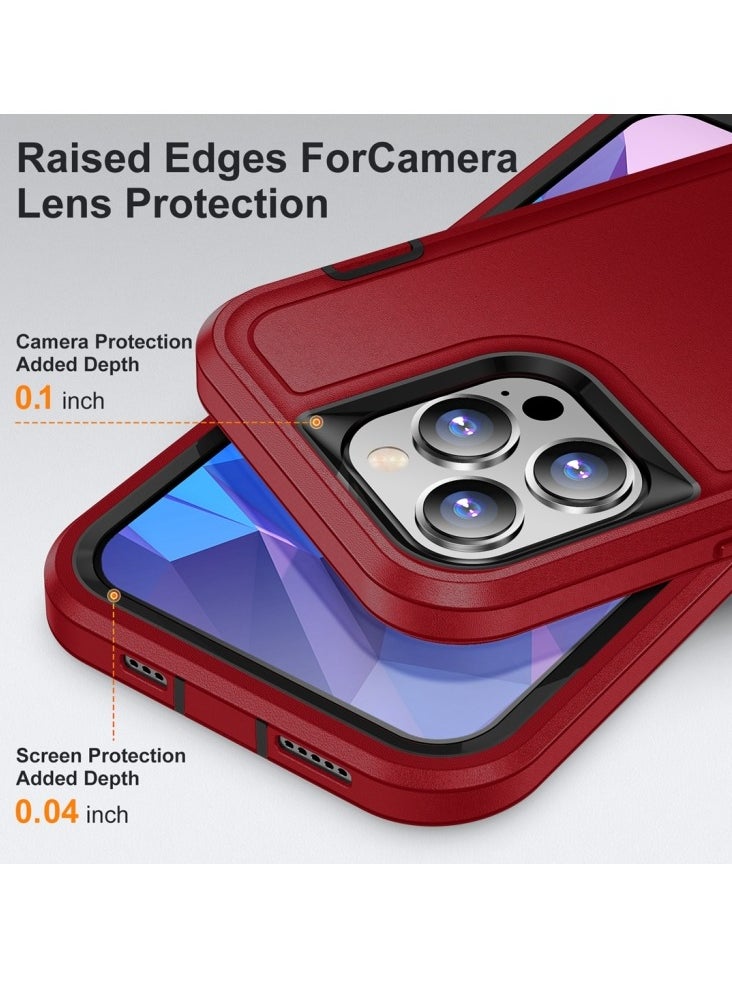 Generic - Case for Iphone 15 Plus Life Waterproof Rugged Phone Case Red and Black - Image 1