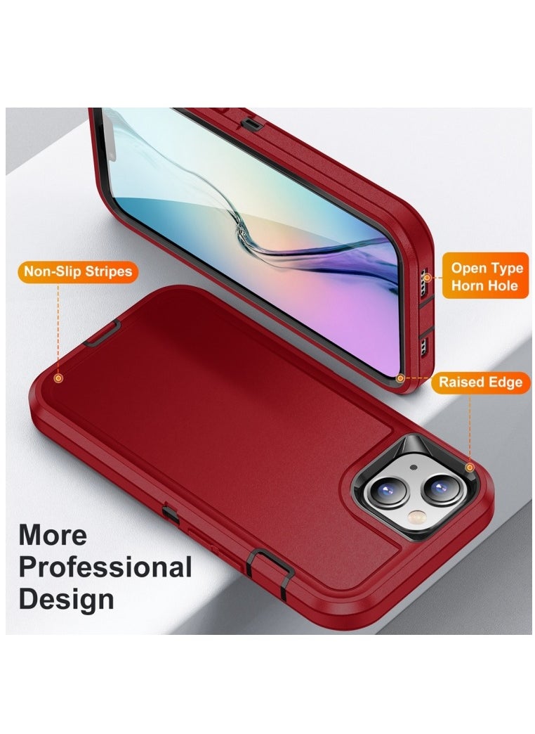 Generic - Case for Iphone 15 Plus Life Waterproof Rugged Phone Case Red and Black - Image 1