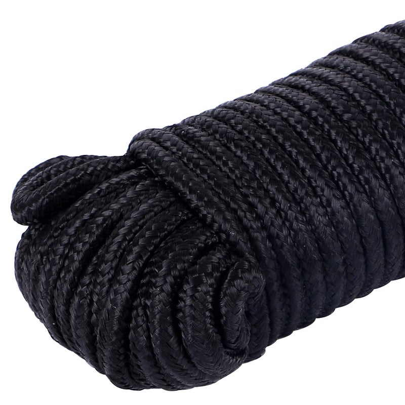 Perkhomy 90 Ft 1/4 Inch (7Mm) Nylon Poly Rope Flag Pole Polypropylene Clothes Line Camping Utility Good For Tie Pull Swing Climb Knot (Black) - Image 3