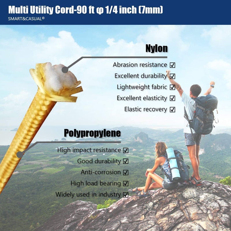 Perkhomy 90 Ft 1/4 Inch (7Mm) Nylon Poly Rope Flag Pole Polypropylene Clothes Line Camping Utility Good For Tie Pull Swing Climb Knot (Black) - Image 5