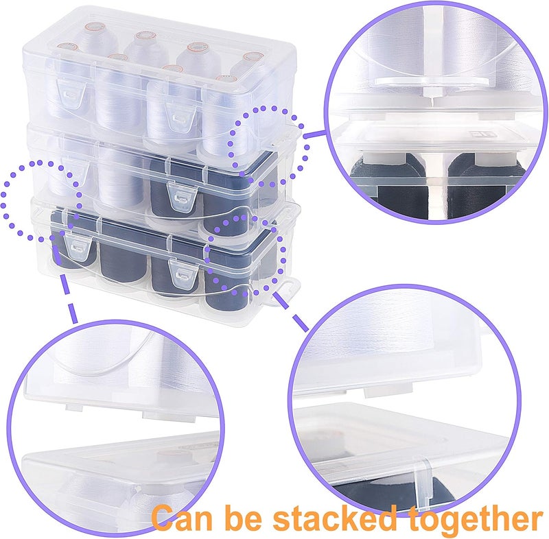 New brothread Polyester Embroidery Machine Thread 1000m Each with Clear Plastic Storage Box for Embroidery & Quilting - 4xSnow White+4xBlack - Image 4