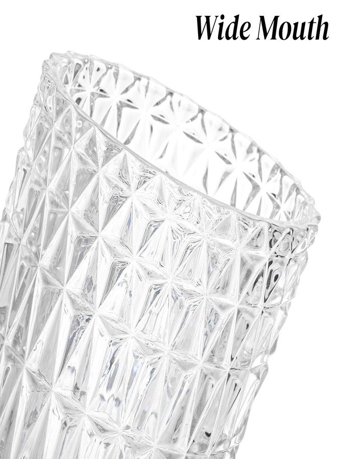 Goaste مجموعة من 3 مزهريات غوست ذات قاعدة كبيرة منقوشة، مزهرية زجاجية كريستالية 7 بوصة، مزهريات نباتات خضراء للزراعة المائية، مزهريات زهور شفافة بنمط مضلع لحفلات الزفاف، قطع مركزية لطاولات الطعام، ديكور منزلي، مكتب - Image 3