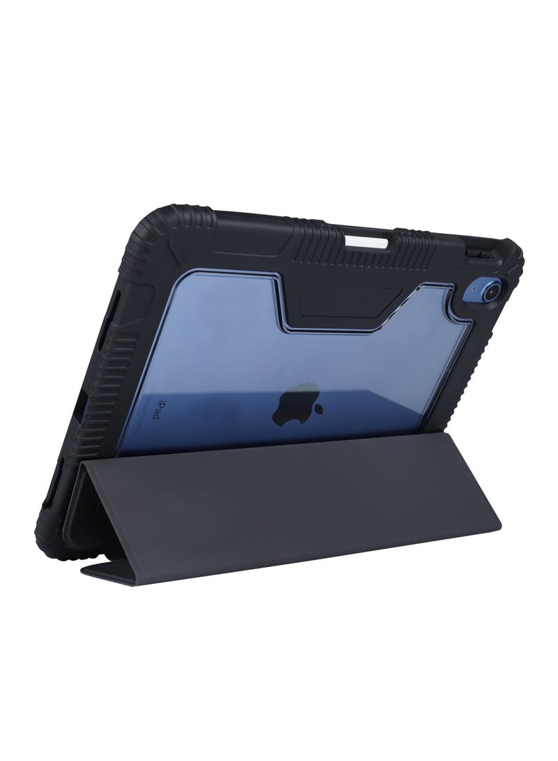 Max & Max Rugged Case For Apple iPad 10.9" 10th Generation Drop Protection/Anti-Slip/Kids Friendly, Pencil Or Crayon Holder, Clear Transparent Back - Black - Image 2