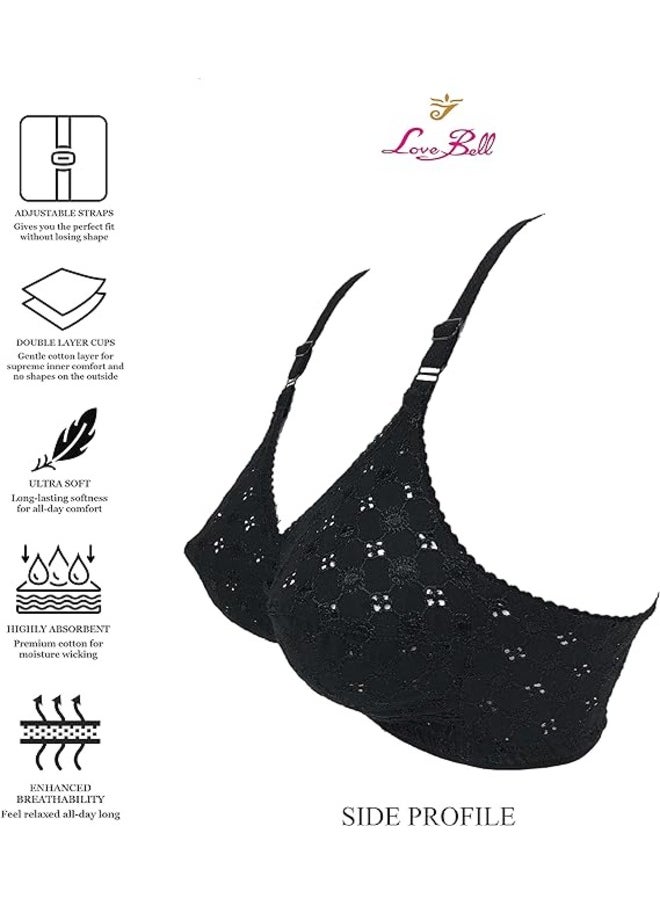 Love Bell - Love Bell Women's Bra with Embroidery - Double-Layered, Non-Padded Everyday Lovebell Bra for Ladies - Image 1