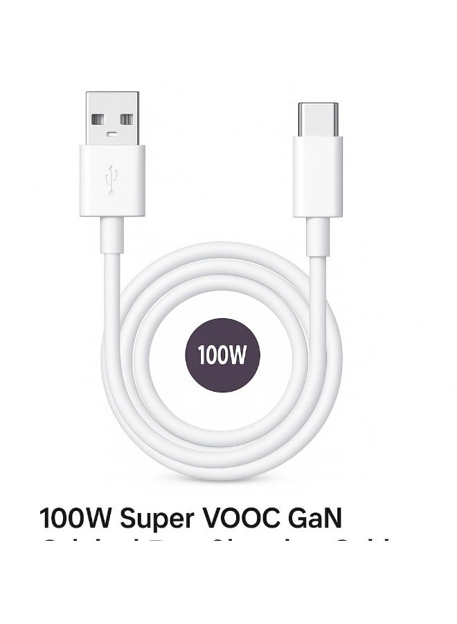 وصلة كابل شحن  100 واط سوبر فوك GaN سريع الشحن USB-C بطول 1 متر متوافق مع اجهزة اوبو
