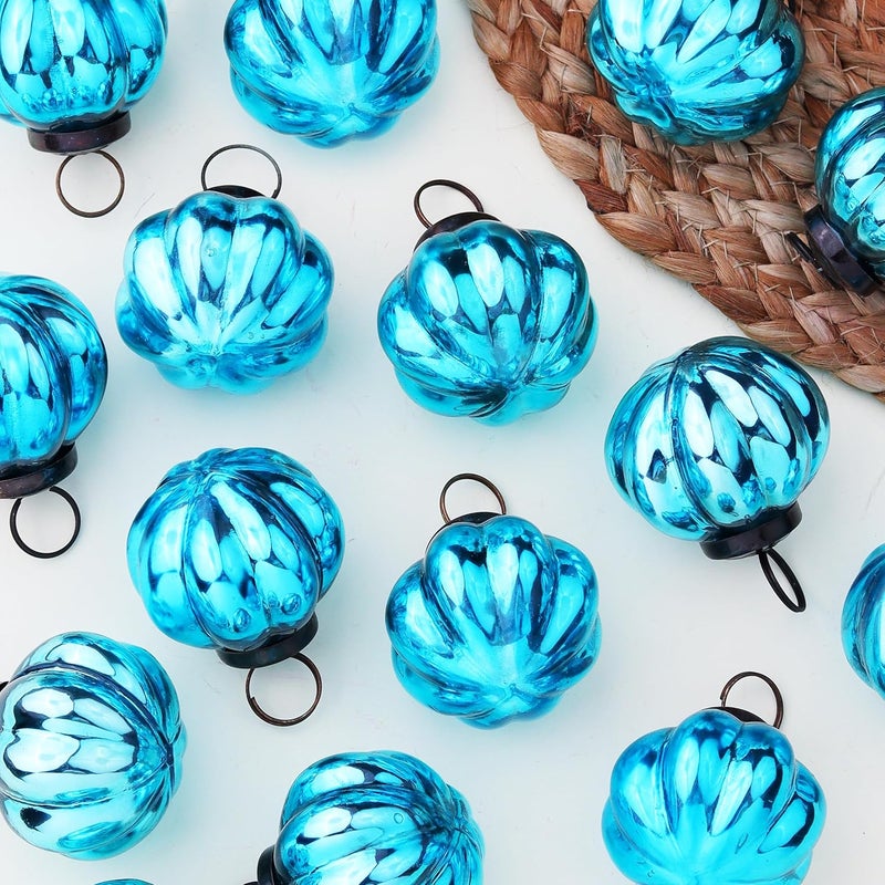 Indian-Shelf IndianShelf 12 Vintage Mercury Large Christmas Ornaments Turquoise Unique Glass Christmas Balls for Christmas Tree Halloween New Year Valentine Day Holidays Event Wedding Party Decor2 Inch - Image 2