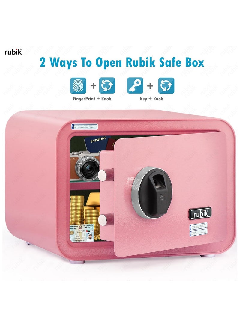 Rubik Safe Box with Biometric Fingerprint Lock, A4 Document Size Safety Deposit Box for Home Office Shop RB25QC9 (25x35x28cm) Flamingo Pink - Image 2