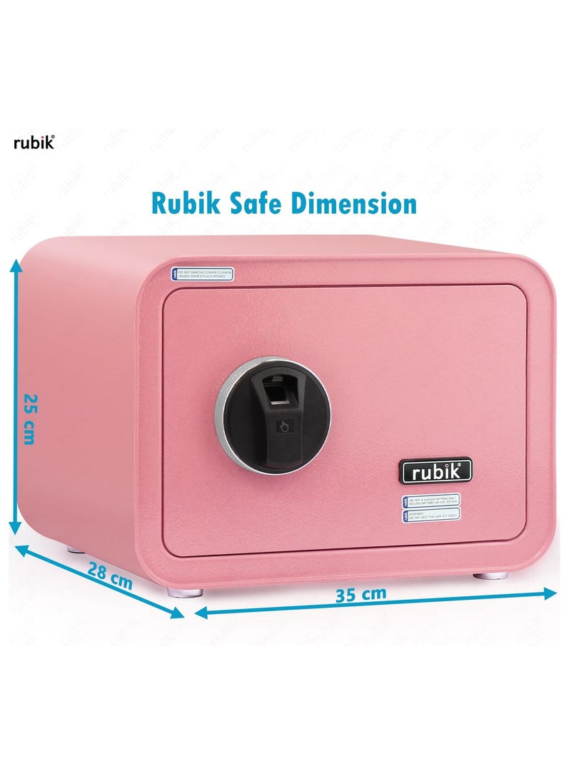 Rubik Safe Box with Biometric Fingerprint Lock, A4 Document Size Safety Deposit Box for Home Office Shop RB25QC9 (25x35x28cm) Flamingo Pink - Image 4