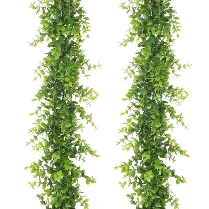 Eucalyptus Garland 2 Pack 12FT Faux Greenery Fake Hanging Garlands Wedding Backdrop Arch Wall Table Party Decor Green