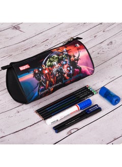 Kuber Industries Kuber Industries Pencil Pouch | Multi-Purpose Travel Pouch | Pencil Utility School Pouches | Geometry Box | Kids Stationary Storage Bag | Marvel Avengers | Large | Black  - Image 1