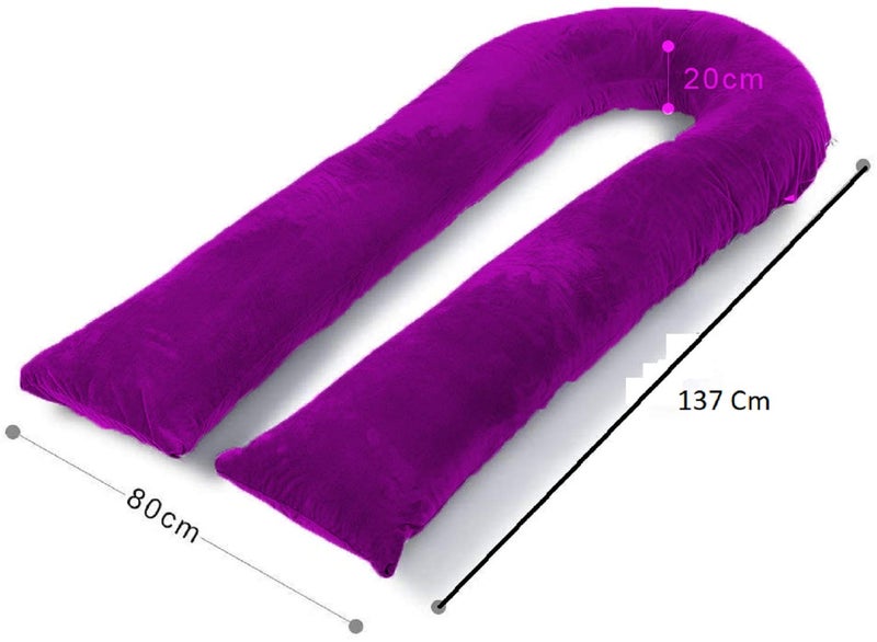 PumPum Pregnancy Pillow with Velvet Cover, U-Shape Full Body Pillow, Maternity Support Pillow, Cushion & Pillow for Pregnant Women,Purple - Image 2