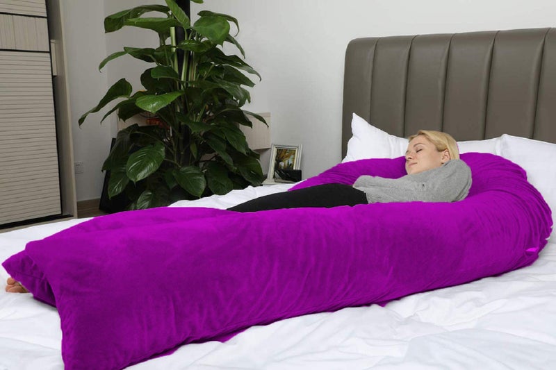 PumPum Pregnancy Pillow with Velvet Cover, U-Shape Full Body Pillow, Maternity Support Pillow, Cushion & Pillow for Pregnant Women,Purple - Image 5