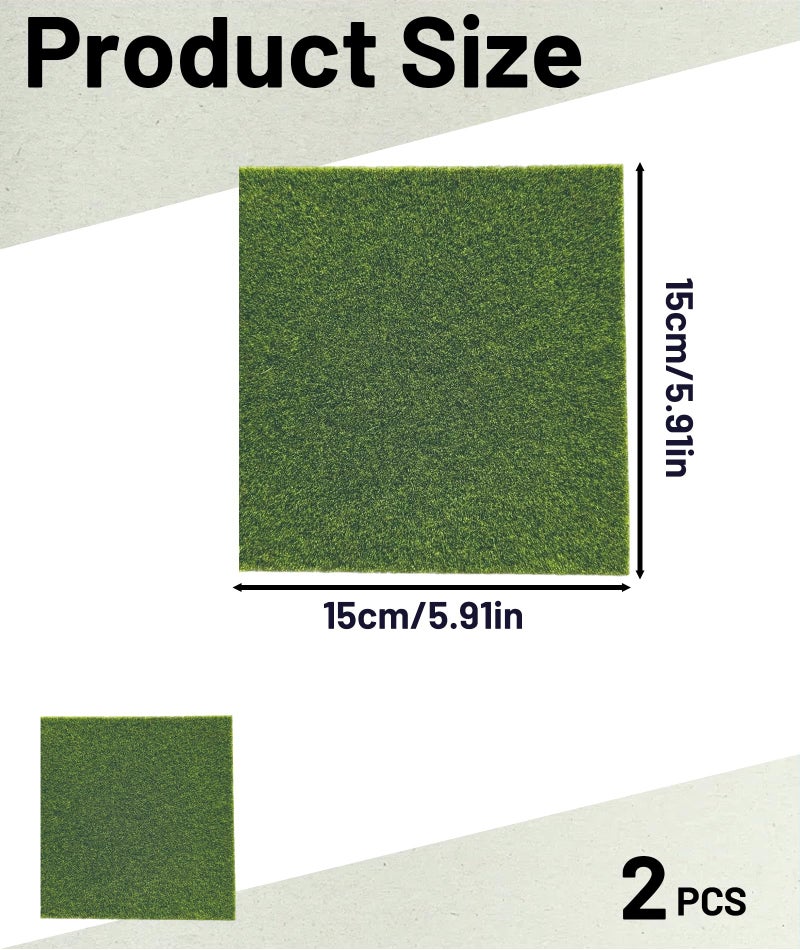 Buildcon Artificial Grass for Decoration, 15x15cm Green Grass Mat for DIY Fairy Garden, Miniature Garden Decorations, Dollhouse Decoration, Indoor/Outdoor Miniature Gardening (2) - Image 2