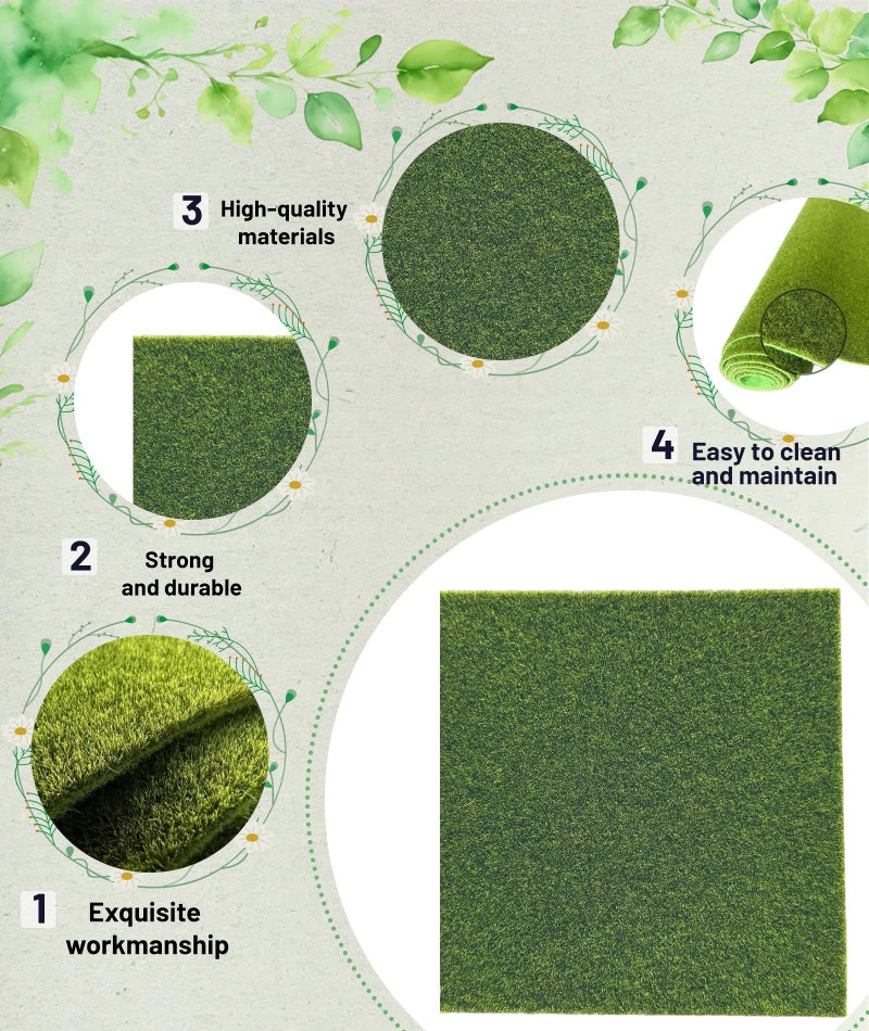 Buildcon Artificial Grass for Decoration, 15x15cm Green Grass Mat for DIY Fairy Garden, Miniature Garden Decorations, Dollhouse Decoration, Indoor/Outdoor Miniature Gardening (2) - Image 3