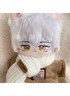 Light And Night Love Qi Sili Cotton Doll 20cm Dress-up Doll Velvet Fox Gift Doll Birthday Gift Boy Doll-Specifications:20cm With Skeleton Installed-Color:Qi Si Li White + Light Brown Sweater + Scarf