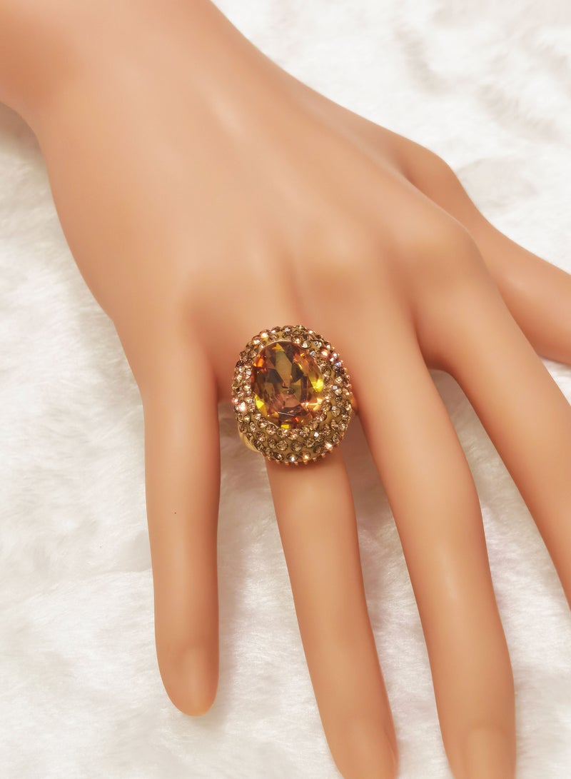 Gemstone Luxury Jewelry Crystal Embellished Unique Handmade Jewelry Round Cut Stone Ring - Image 1