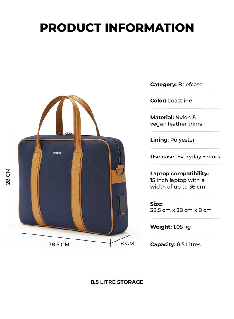 Mokobara The Decaf Briefcase - Nylon Material | Coastline, Navy Blue  - Image 3