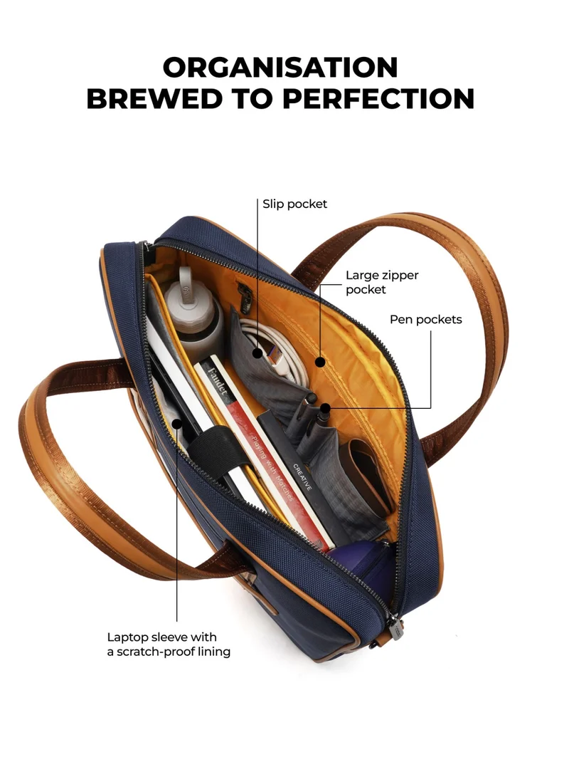 Mokobara The Decaf Briefcase - Nylon Material | Coastline, Navy Blue