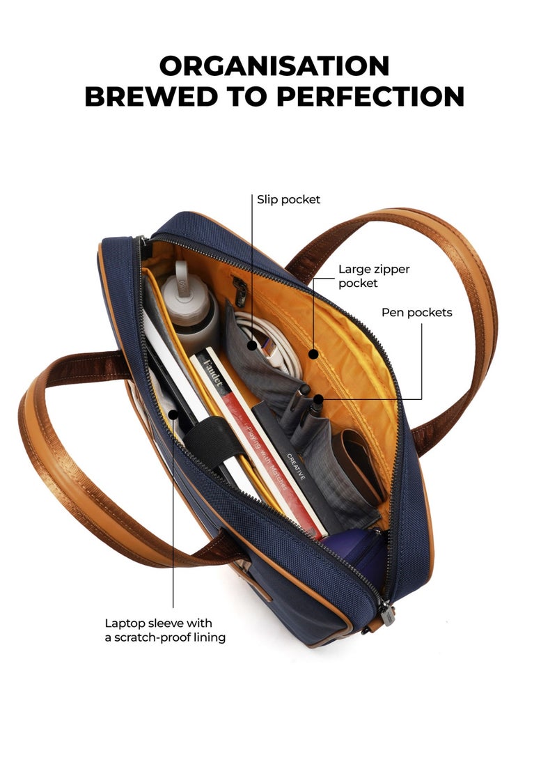 Mokobara The Decaf Briefcase - Nylon Material | Coastline, Navy Blue  - Image 2
