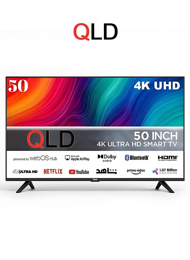 QLD شاشة سمارت - 50 بوصة - ويب اس - LED - 4K UHD - بدون إطار - 2 ريموت كنترول - QLDT-50S4KW1 - Image 1