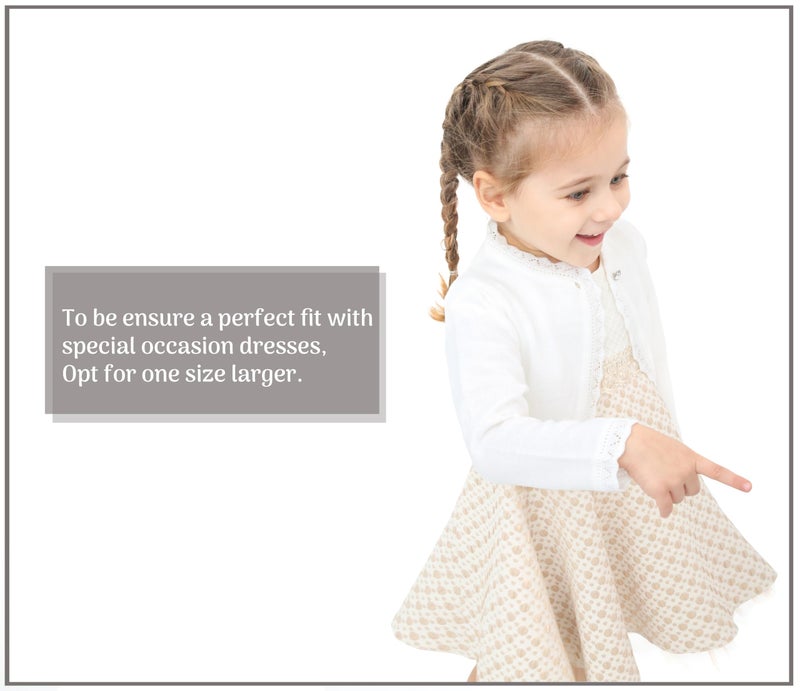 Lilax Little Girls' Knit Long Sleeve Button Closure Bolero Cardigan Shrug 3T Cream - Image 3
