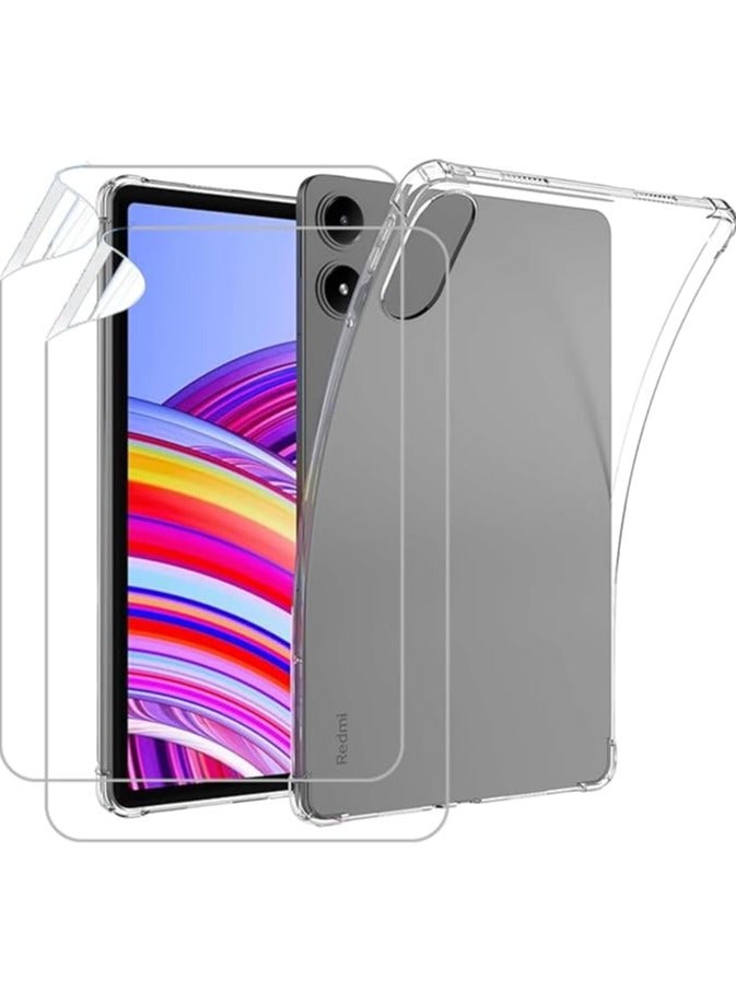 erorex (1+2 Pcs) Compatible with Xiaomi Poco Pad/Redmi Pad Pro 12.1inch Clear Case & 2 TPU Films screen protector, [Anti-Fingerprint][Anti-scratch] - Image 1