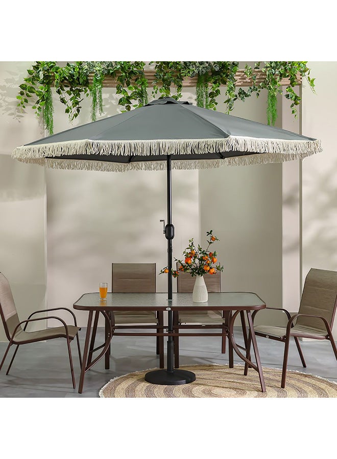 DANUBE HOME Oasis Umbrella With Tassel Without Base 2.7m Adjustable Patio Parasol | Modern Design Outdoor Sun Shade Waterproof Canopy With UV Protection For Balcony Beach Pool 270x270 Cm - Grey  - Image 2