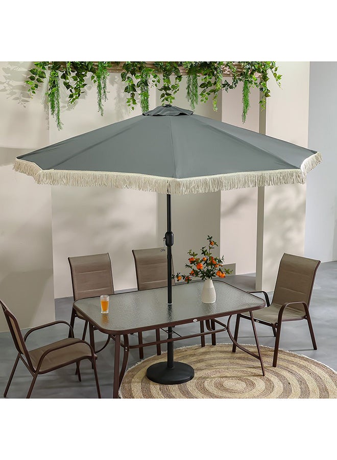 DANUBE HOME Oasis Umbrella With Tassel Without Base 2.7m Adjustable Patio Parasol | Modern Design Outdoor Sun Shade Waterproof Canopy With UV Protection For Balcony Beach Pool 270x270 Cm - Grey  - Image 3