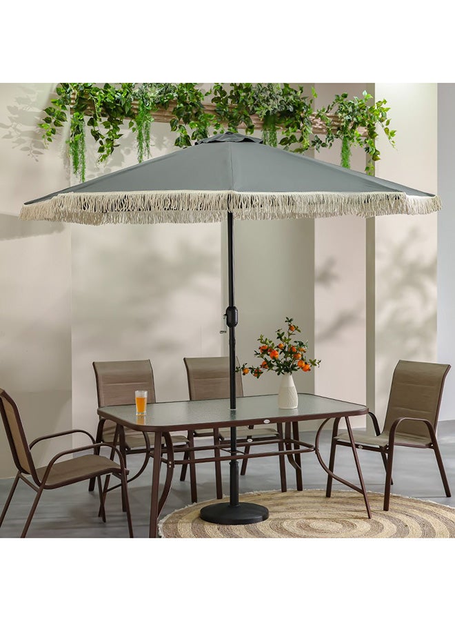 DANUBE HOME Oasis Umbrella With Tassel Without Base 2.7m Adjustable Patio Parasol | Modern Design Outdoor Sun Shade Waterproof Canopy With UV Protection For Balcony Beach Pool 270x270 Cm - Grey  - Image 1
