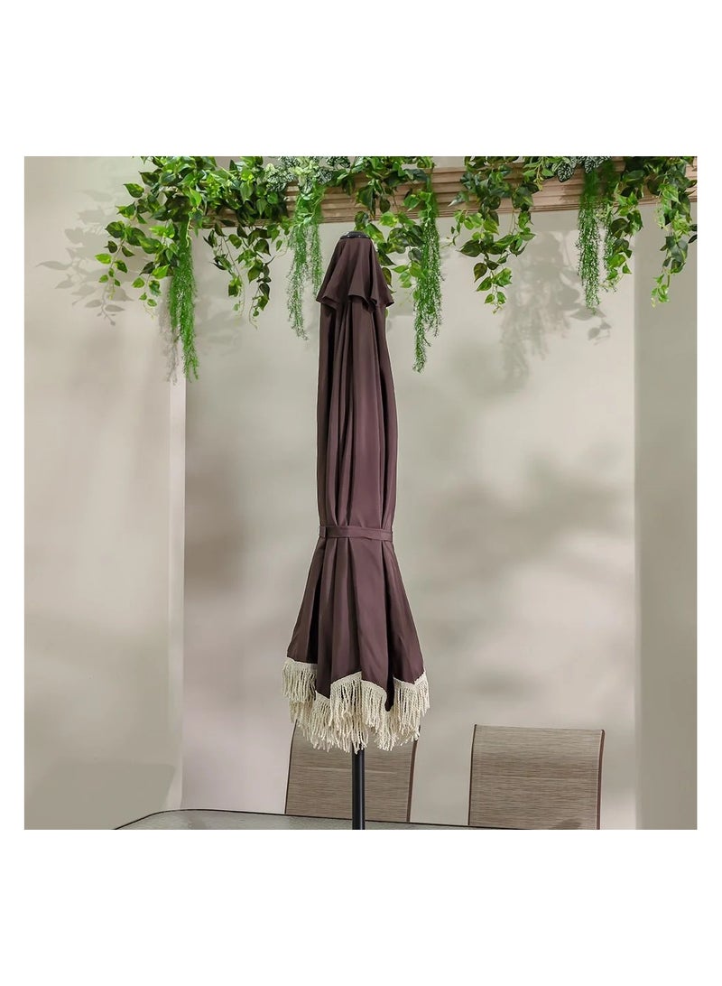 DANUBE HOME مظلة واحة مع زخرفة بدون قاعدة 2.7م مظلة فناء قابلة للتعديل | تصميم حديث مظلة شمسية خارجية مقاومة للماء مع حماية من الأشعة فوق البنفسجية للشرفة والشاطئ والمسبح 270x270 سم - بني - Image 3