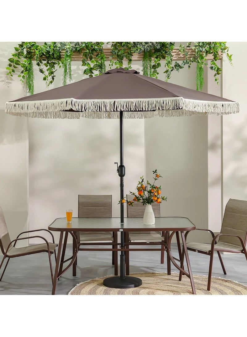DANUBE HOME مظلة واحة مع زخرفة بدون قاعدة 2.7م مظلة فناء قابلة للتعديل | تصميم حديث مظلة شمسية خارجية مقاومة للماء مع حماية من الأشعة فوق البنفسجية للشرفة والشاطئ والمسبح 270x270 سم - بني - Image 1