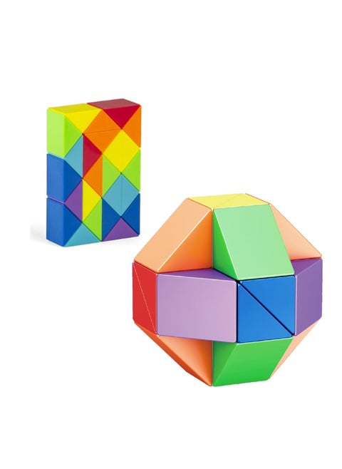 ECVV Magic Ruler Fidget Snake Cube Twist Puzzle Magic Snake Sensory Toys Collection Brain Teaser, Dice Fidget Toys for Kids Adults Teens（24 Segment: 42cm）
