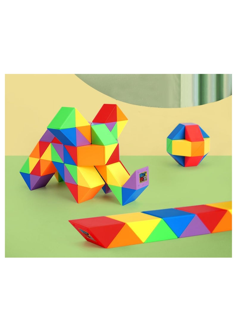 ECVV Magic Ruler Fidget Snake Cube Twist Puzzle Magic Snake Sensory Toys Collection Brain Teaser, Dice Fidget Toys for Kids Adults Teens（24 Segment: 42cm）