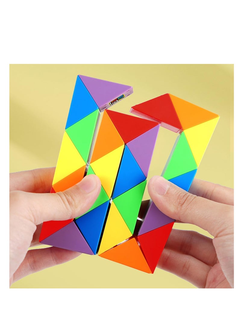 ECVV Magic Ruler Fidget Snake Cube Twist Puzzle Magic Snake Sensory Toys Collection Brain Teaser, Dice Fidget Toys for Kids Adults Teens（24 Segment: 42cm）