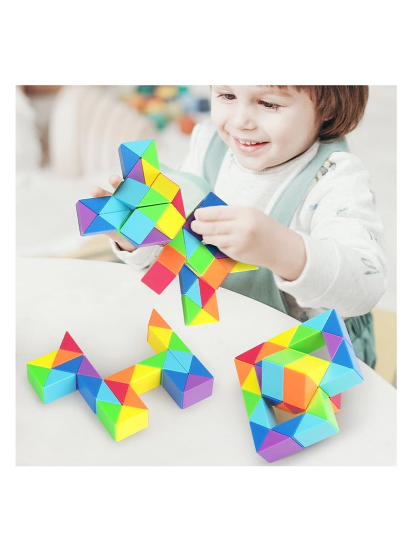 ECVV Magic Ruler Fidget Snake Cube Twist Puzzle Magic Snake Sensory Toys Collection Brain Teaser, Dice Fidget Toys for Kids Adults Teens（24 Segment: 42cm）