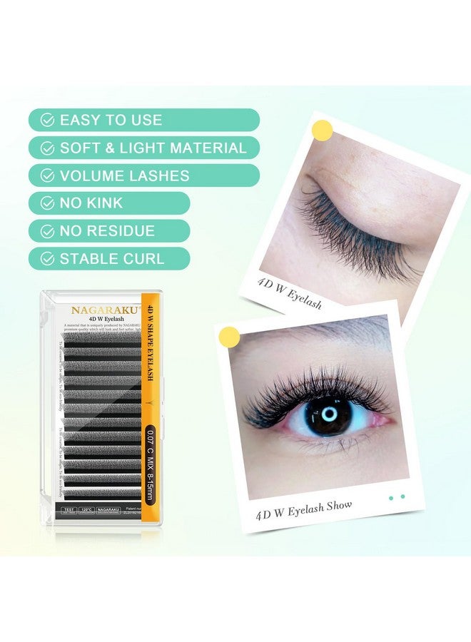 نجراكو W رمش تمديد 4D حجم مسبقة الصنع 0.07 مم D حليقة 13 مم فو المنك ماتي الأسود العنقودية سهلة Fanning Yy رموش العين - Image 5