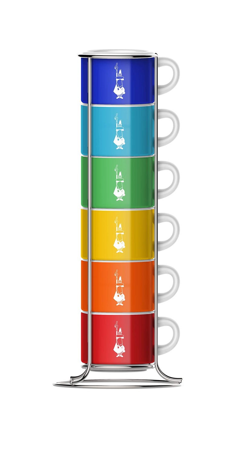 Bialetti TAZZ110 Six Stackable Cups Multicoloured Porcelain