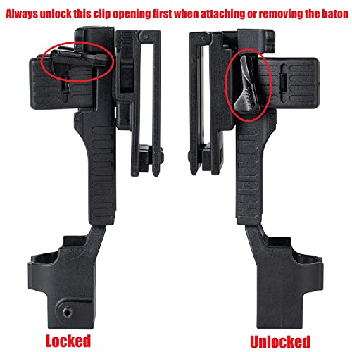 TACNEX Quick Release Baton Holder w/MOLLE Vest Clip Rotatable Police Baton Holster 16"-21"-26" Telescopic Baton Carrier ASP Baton Carry Case Expandable Baton Flashlight Support Stand for LE Security - Image 5