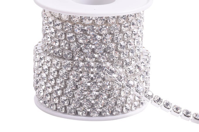 5 YARDS 5MM CRYSTAL RHINESTONE CLOSE CHAIN TRIM FOR SEWING CRAFTSDIY DECORATION