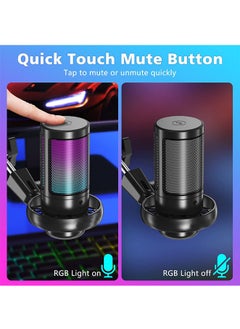Muyixin RGB Gaming Microphone with Extendable Arm for PC/PS5 with Volume Controlling, Pop Filter, Condensor Mic with Quick Mute, Podcast Microphone for Streaming Twitch/Discord/YouTube - Black  - Image 5
