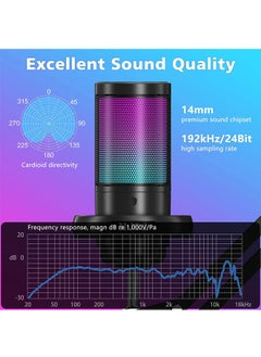 Muyixin RGB Gaming Microphone with Extendable Arm for PC/PS5 with Volume Controlling, Pop Filter, Condensor Mic with Quick Mute, Podcast Microphone for Streaming Twitch/Discord/YouTube - Black  - Image 4