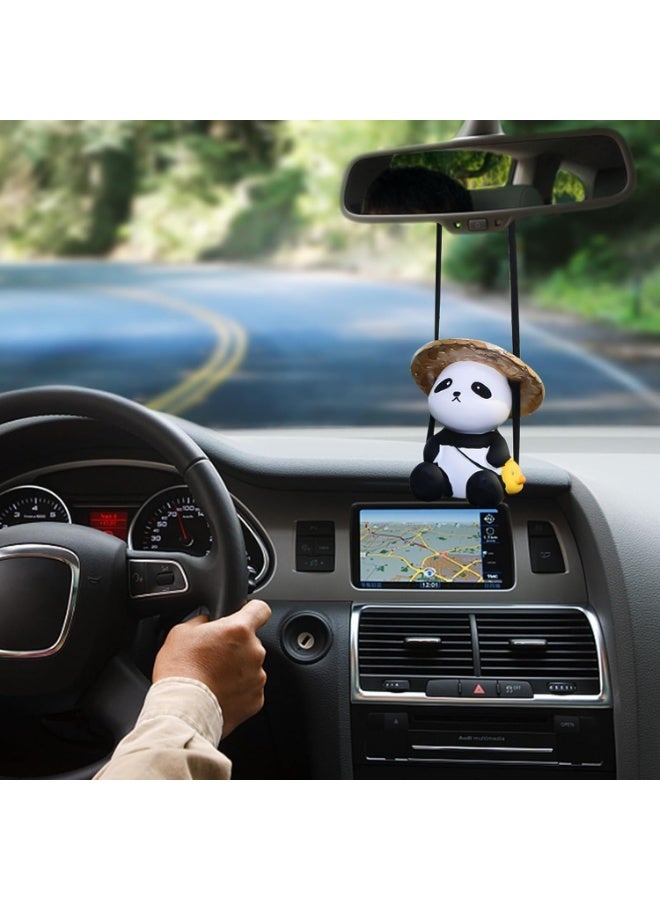 لطيف الباندا نموذج يهتز السيارة أو مرآة الرؤية الخلفية، مرآة الرؤية الخلفية السيارة ديكور، يمكن تعديل حبل شنق، مناسبة لأفراد الأسرة، الأزواج، الأصدقاء هدية - Image 3