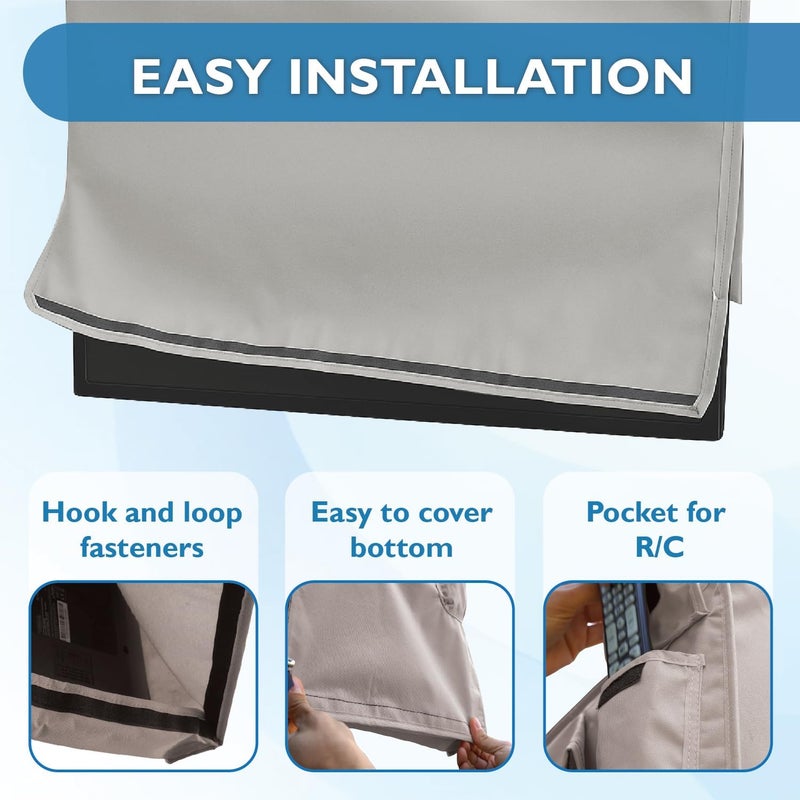 Bozzcovers Outdoor TV Cover 70-75 inch - WITH FRONT FLAP - Weatherproof, Waterproof protection, Soft Interior, With Bottom cover - Gray - Image 5