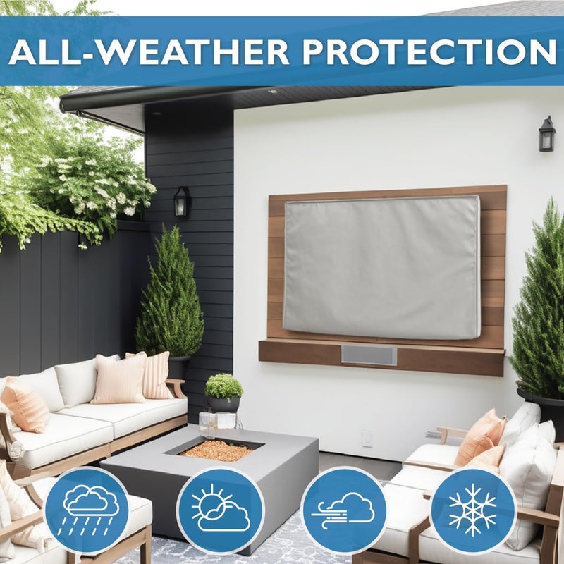 Bozzcovers Outdoor TV Cover 70-75 inch - WITH FRONT FLAP - Weatherproof, Waterproof protection, Soft Interior, With Bottom cover - Gray - Image 3