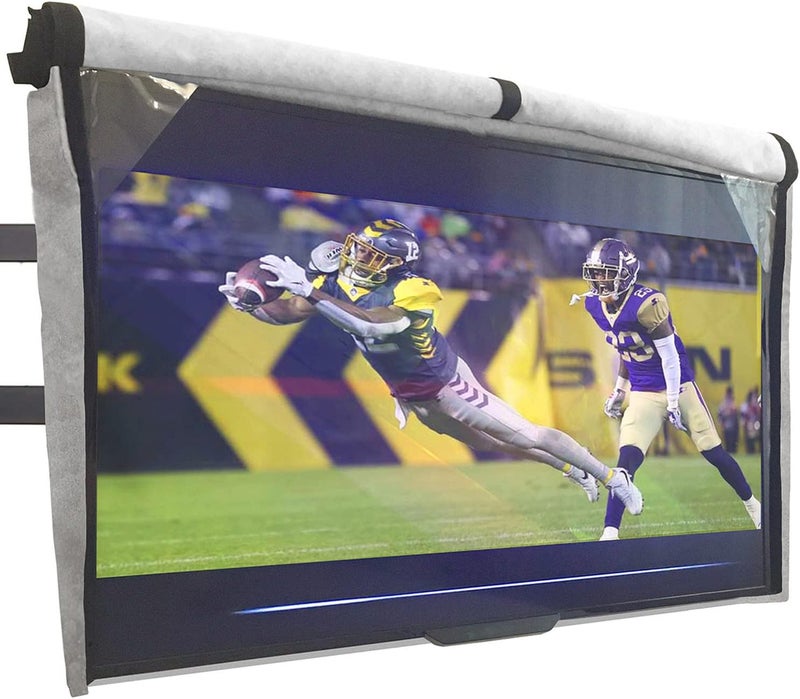 Bozzcovers Outdoor TV Cover 70-75 inch - WITH FRONT FLAP - Weatherproof, Waterproof protection, Soft Interior, With Bottom cover - Gray - Image 1